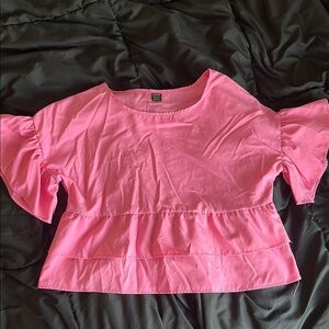 Pink Ruffle Sleeve Top